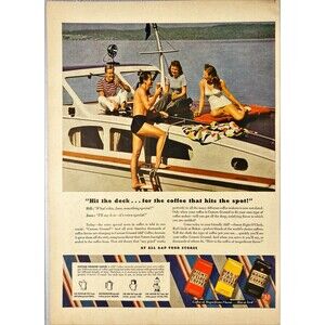 A&P Coffee Brands "Hit the deck for coffee that Hits the Spot" Print Ad 1940-41